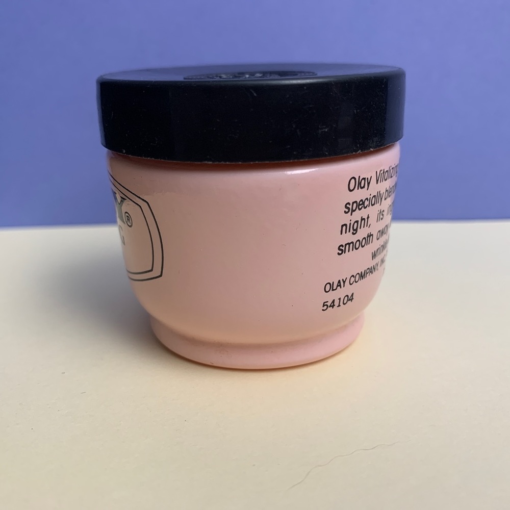 VTG Olay Vitalizing Cream Empty Pink Milk Glass Jar Vintage Cosmetics Beauty - Picture 5 of 13